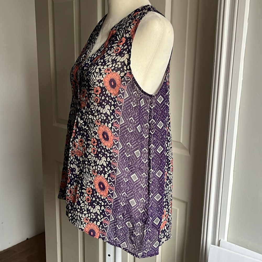 Joie v neck silk tunic floral top - Picture 4 of 11